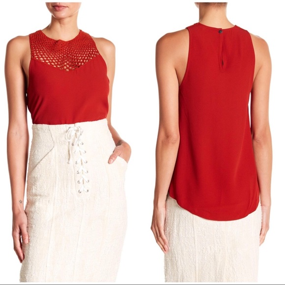 A.L.C. Tops - NWT A.L.C. Quinn Crochet Silk Blouse Tank Top 0 red